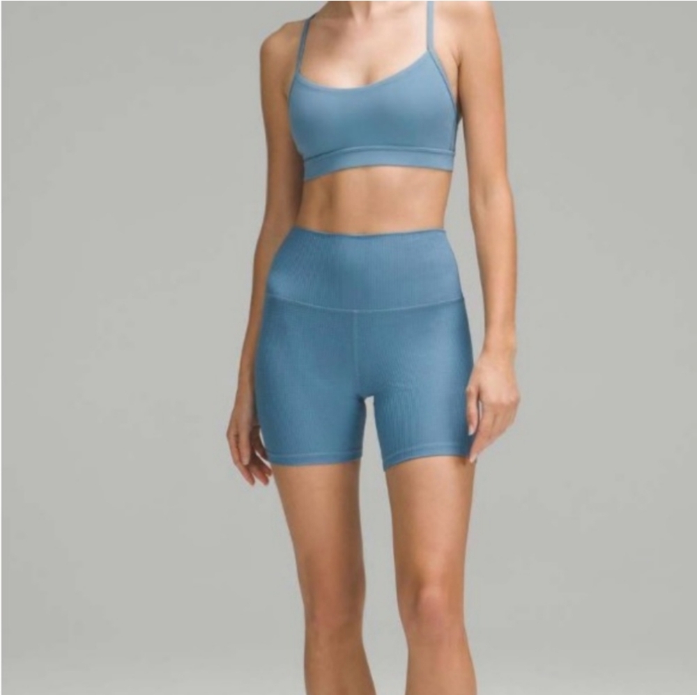 Lululemon High-Rise Yoga Short 6" Grid Texture Size 4 UTYB Utility Blue